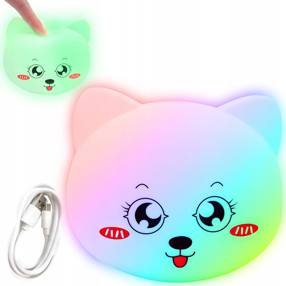 Appio KOLOROWA MIĘKKA Naktinė lempa DLA DZIECI silikon KOTEK LED RGB
