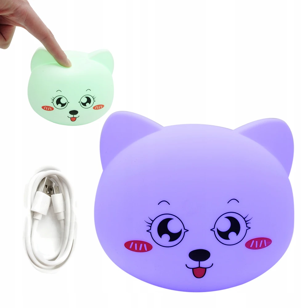 Appio KOLOROWA MIĘKKA Naktinė lempa DLA DZIECI silikon KOTEK LED RGB