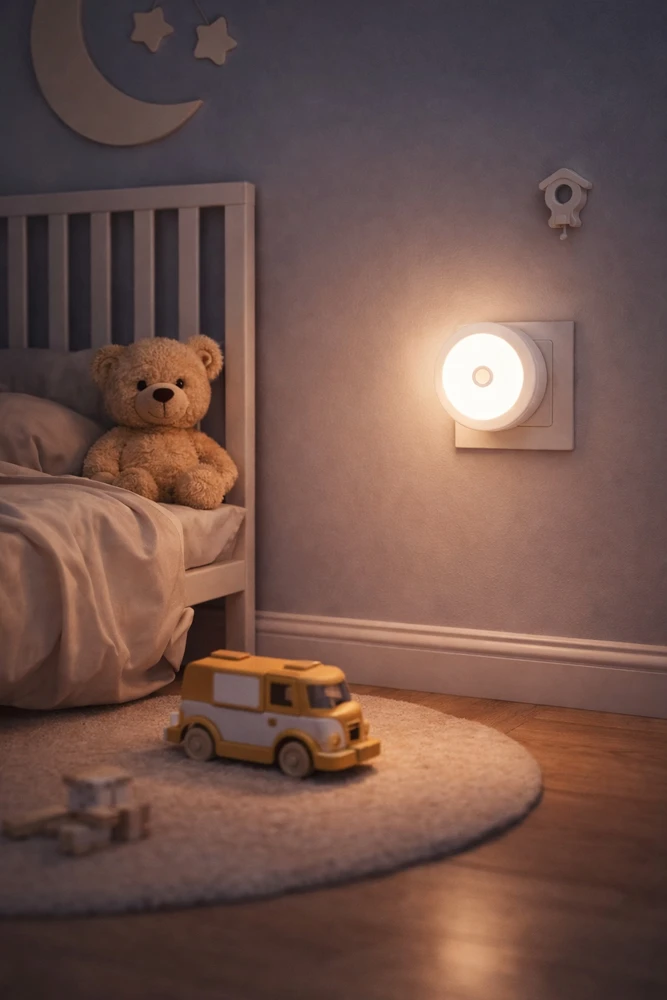 Appio LED naktinis šviestuvas su prieblandos jutikliu miegamajam