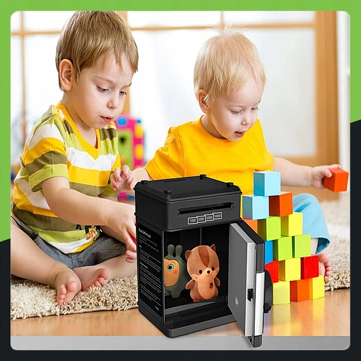 Appio PIGGY BANK Saugus bankomatas VAIKAMS SU PRIEIGOS KODU MONETOS BANKNOTAI + PIN kodas