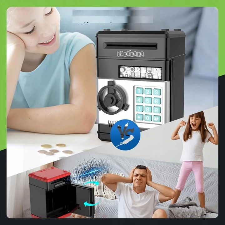 Appio PIGGY BANK Saugus bankomatas VAIKAMS SU PRIEIGOS KODU MONETOS BANKNOTAI + PIN kodas