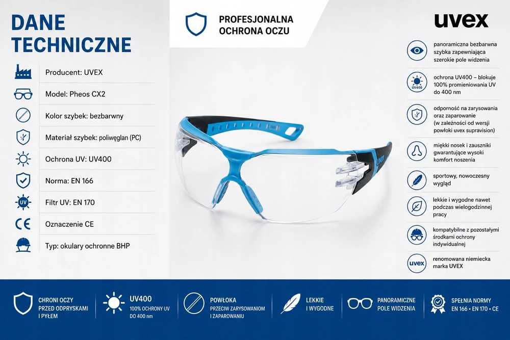 Apsauginiai akiniai Uvex Pheos Cx2 – komfortas ir apsauga
