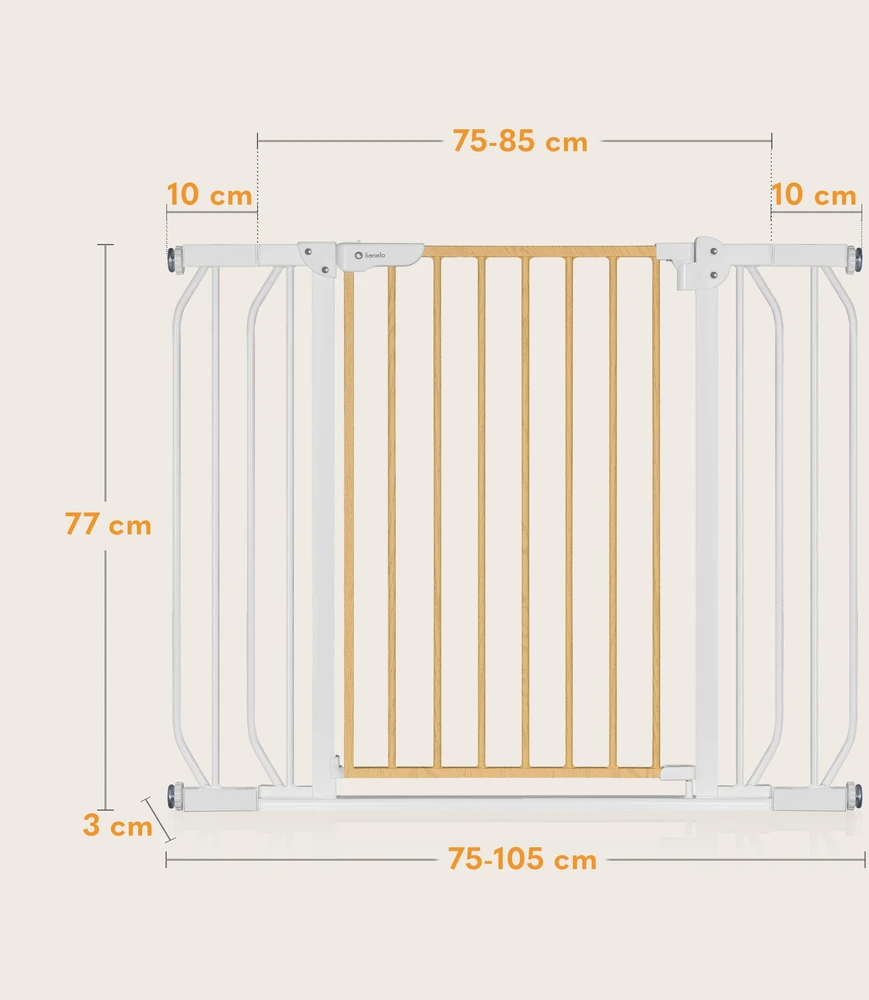Apsauginiai vartai durims, laiptams, IŠPLĖTIMO turėklai iki 105 cm Lionelo Truus