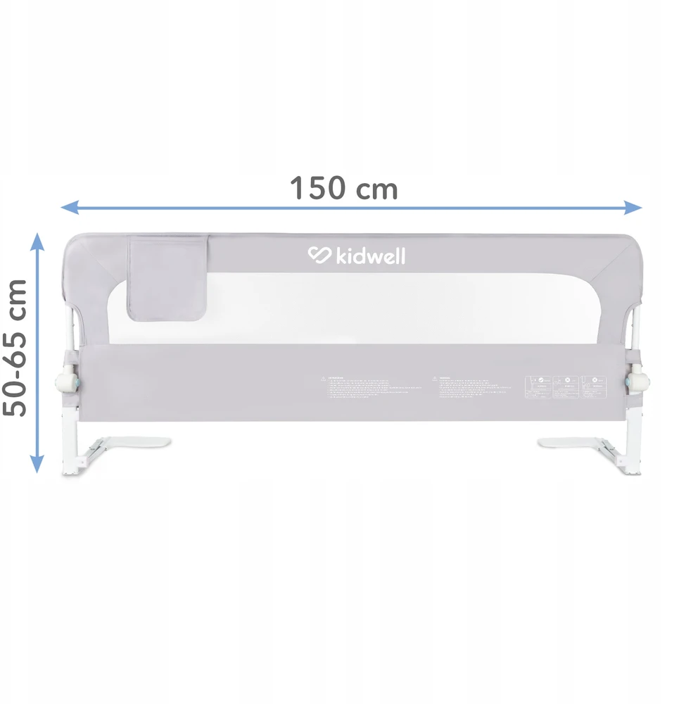 Selsey Apsauginis bėgelis KIDWELL Cori lovai, 150 cm prailginimas, aukštas, saugus