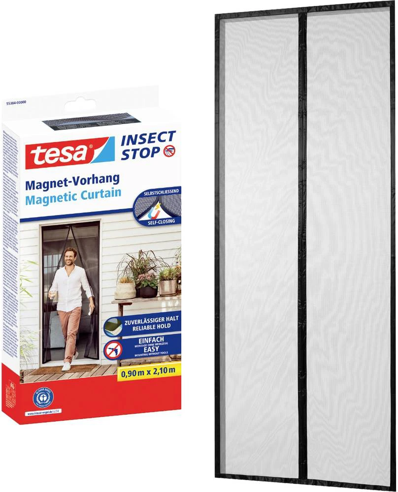 Apsauginis durų tinklelis TESA Insect Stop, su magnetais, antracito sp., 90 x 210 cm