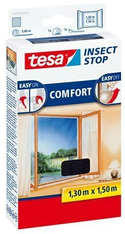 Apsauginis langų tinklelis TESA Comfort, 1,2 x 2,4 m, juodos sp.