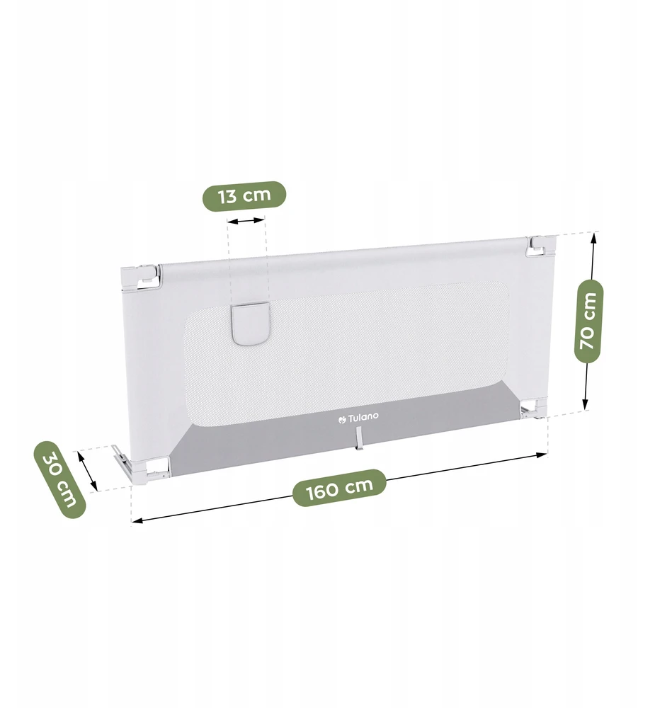 Apsauginis lovos barjeras Tulano Cover 46 Baltas-Pilkas – 160 cm, apsauga nuo iškritimo
