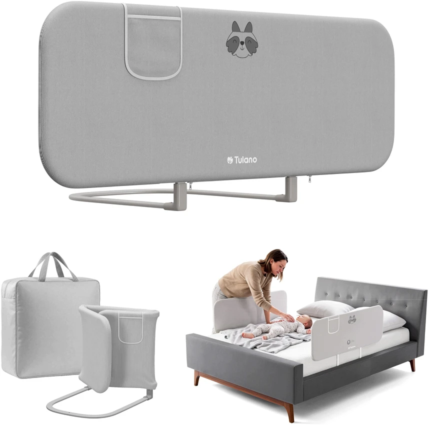 Apsauginis lovos barjeras Tulano Cover 50 Pilkas (120 cm) – pilka vaikiška apsauga nuo iškritimo