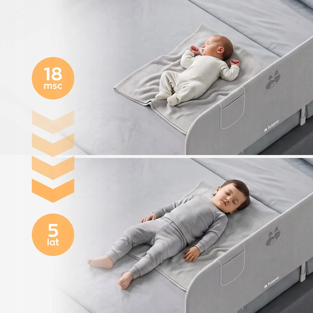 Apsauginis lovos barjeras Tulano Cover 50 Pilkas (120 cm) – pilka vaikiška apsauga nuo iškritimo