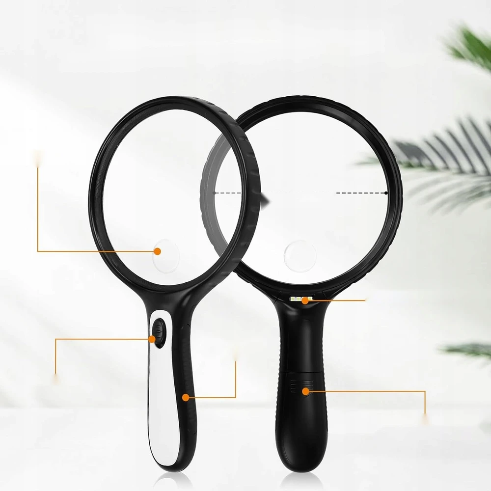 APŠVIETINTAS didintuvas 20X 30X STIKLINIS lęšis 24 LED JUVELYRINIAI DARBAI SKAITYTI