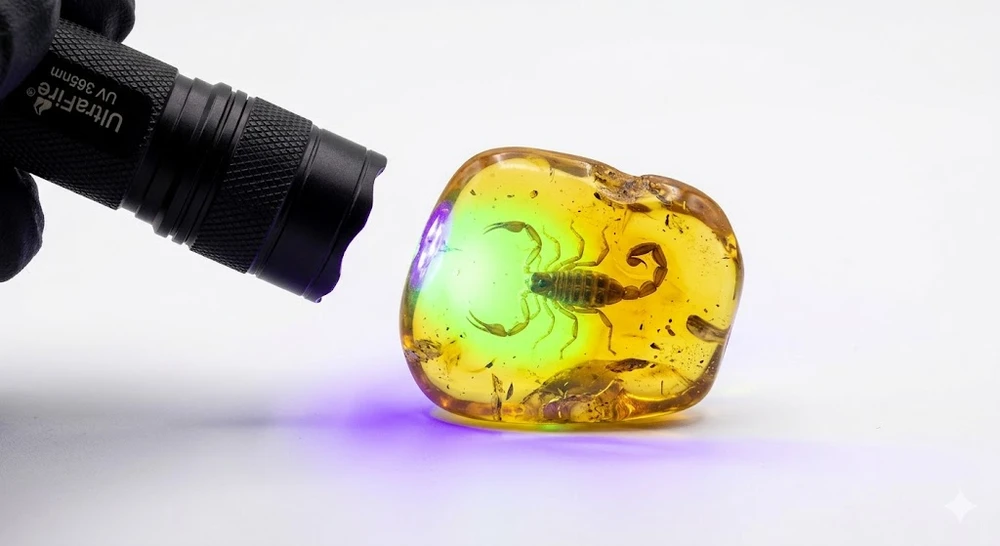 Aptel KIŠENĖS 395 nm UV žibintuvėlis XPE COB ZOOM GINTARINIS BIRŠINYS