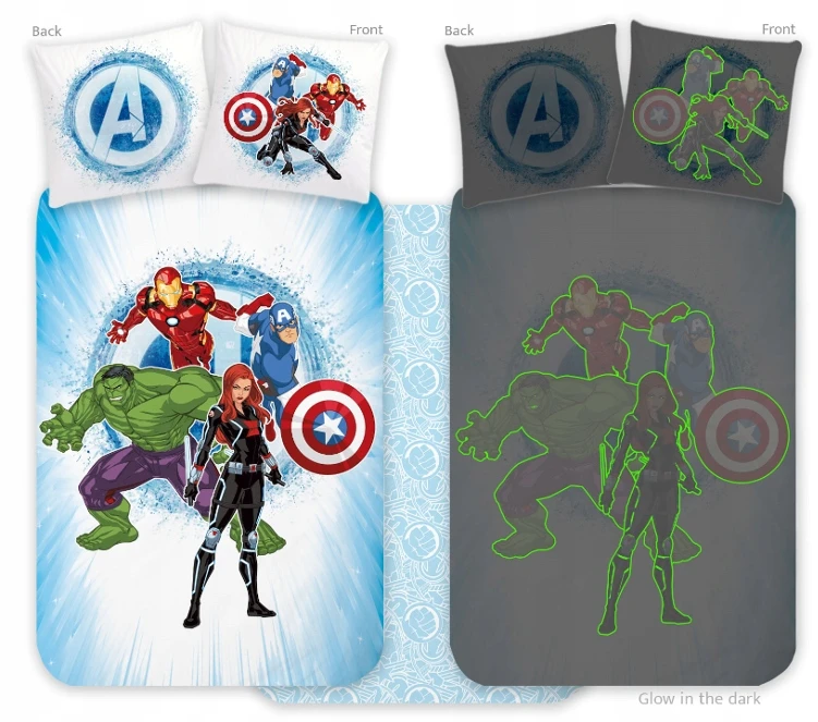 Aptex Vaikiškos patalynės komplektas 100x135 Avengers Hulk, šviečiantis tamsoje