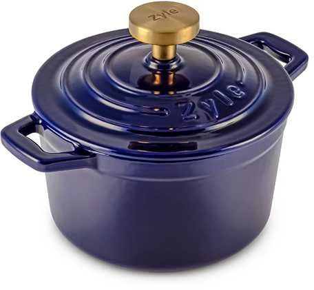 Apvalus emaliuotas ketaus puodas Zyle ZY03BLKI, Ø14 cm, mėlynas