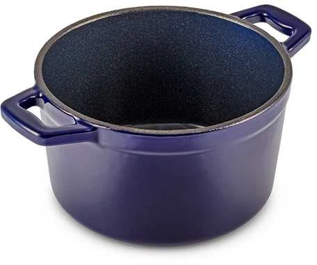 Apvalus emaliuotas ketaus puodas Zyle ZY03BLKI, Ø14 cm, mėlynas