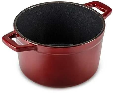 Apvalus emaliuotas ketaus puodas Zyle ZY03RKI Ø14 cm, raudonas