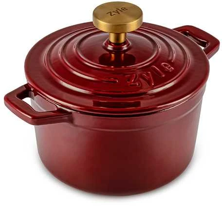 Apvalus emaliuotas ketaus puodas Zyle ZY03RKI Ø14 cm, raudonas