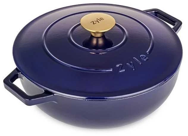 Apvalus emaliuotas ketaus puodas Zyle ZY20BLKI, Ø26 cm, 3.2 l, mėlynas