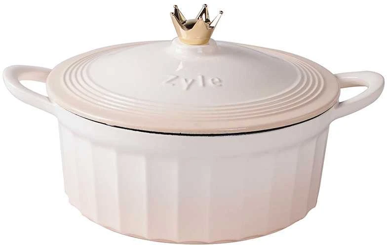Apvalus emaliuotas ketaus puodas Zyle ZY13KI Ø28, baltas, 5,5 l