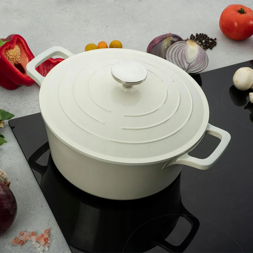 APVALUS ketaus lėkštėlis 20 cm KREMINIAI TROŠKINIAI KREMINIAI