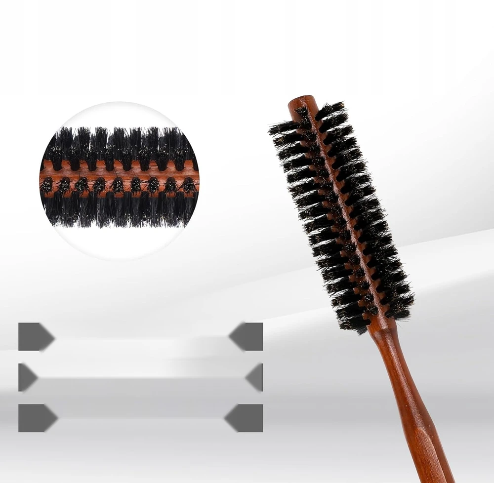 APVALUS PLAUKŲ ŠEPELIS 32MM, MEDINIS SU LAUKINIAIS ŠERIAIS, MAŽAS