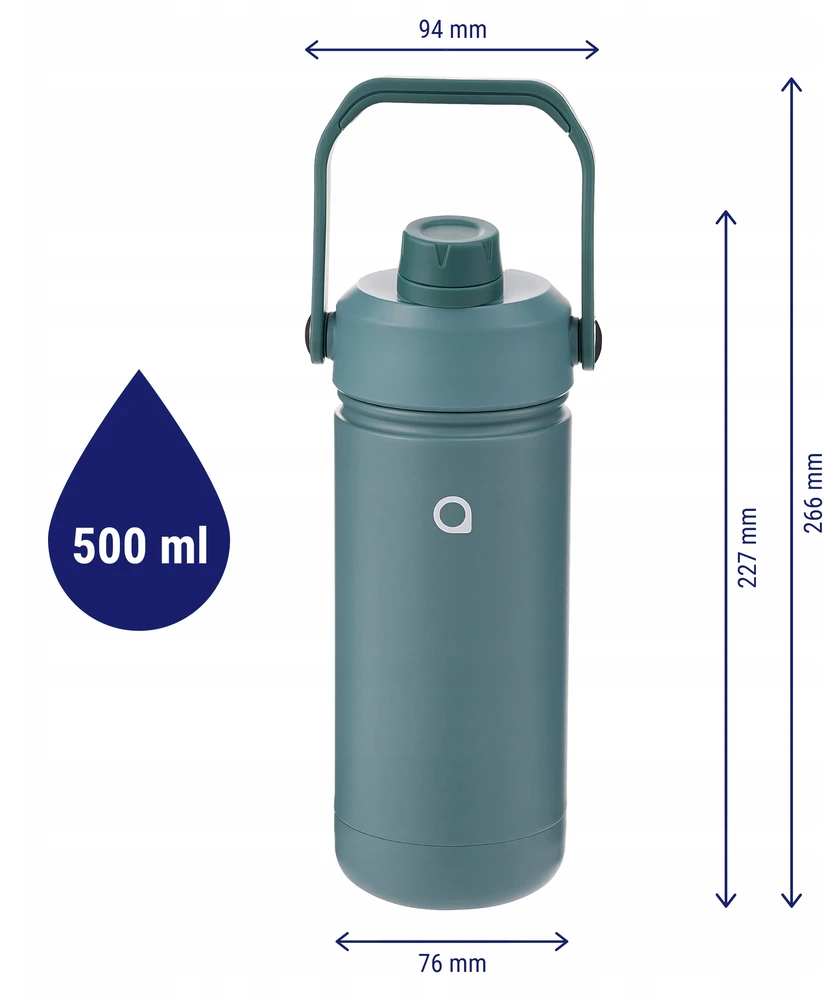 "AquaFloow" termo butelis 500 ml arbatos ir kavos termosas 2 antgaliai plienas