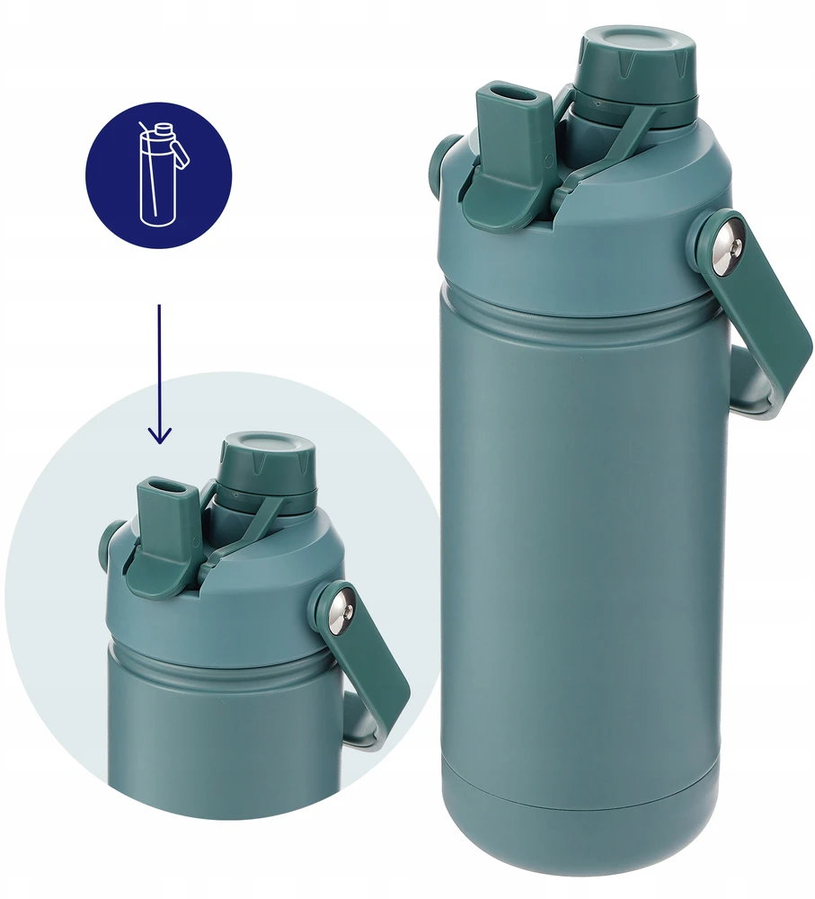 "AquaFloow" termo butelis 500 ml arbatos ir kavos termosas 2 antgaliai plienas