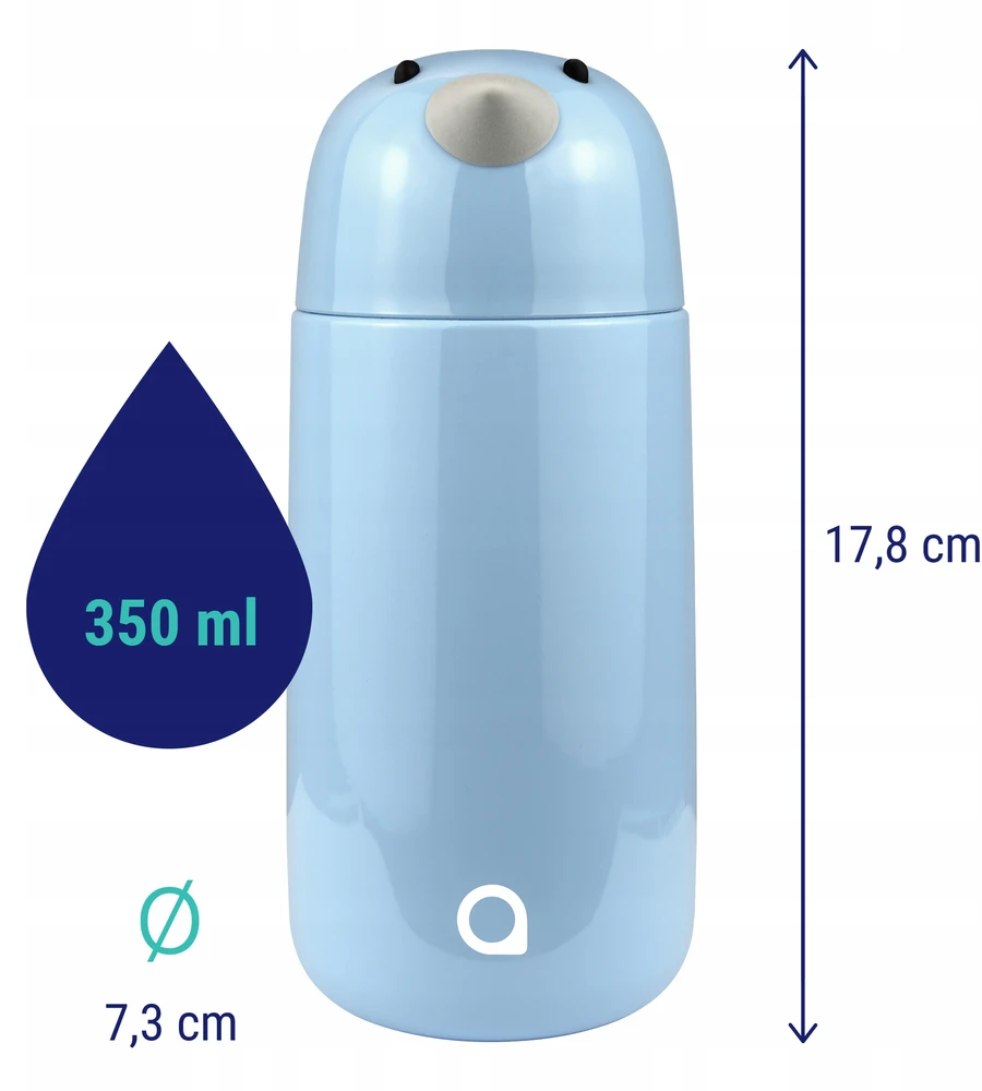 AquaFloow termo buteliukas kūdikiams 350 ml balandis