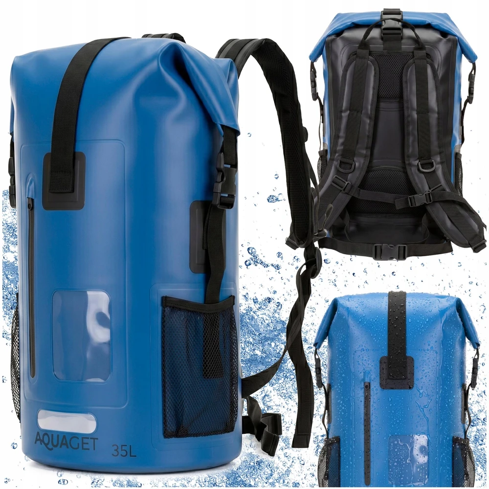 Aquaget Neperšlampama kuprinė 35 l, IPX6, mėlyna/juoda, 43 × 26 × 69 cm