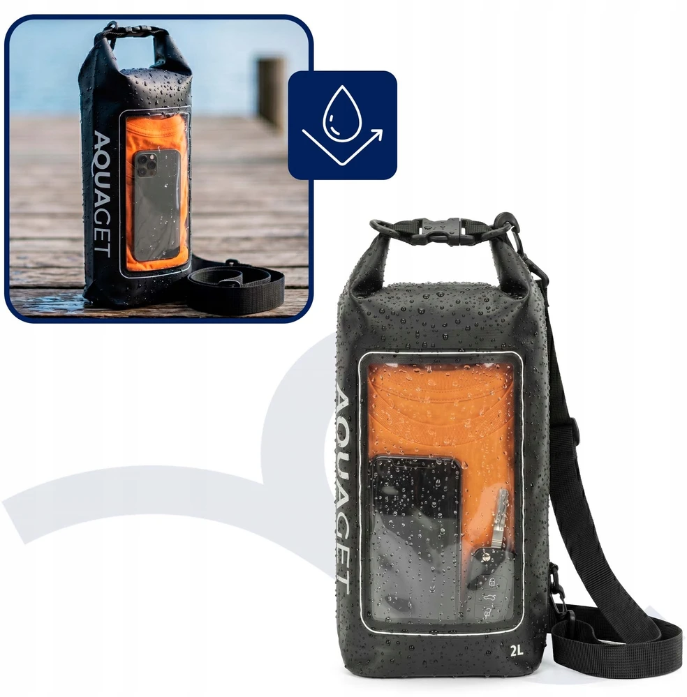 AQUAGET WATERPROOF 2L WATERPROOF BAG, turistinis BURĖJIMAS, KAYAK krepšys
