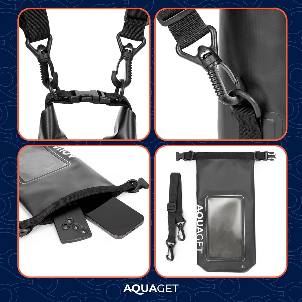 AQUAGET WATERPROOF 2L WATERPROOF BAG, turistinis BURĖJIMAS, KAYAK krepšys
