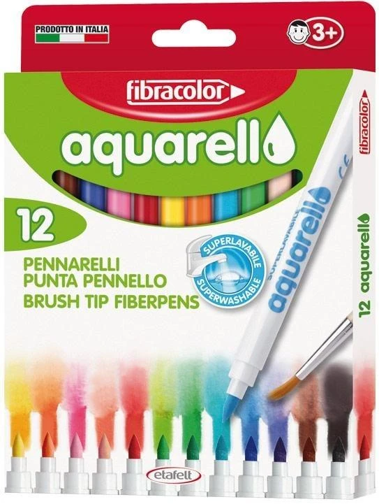 "Aquarello" vandens žymekliai 12 spalvų Fibracolor