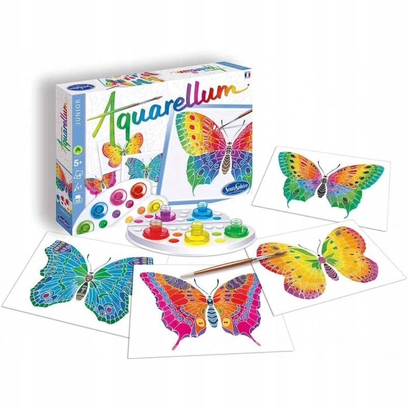 Aquarellum Junior drugeliai 4 spalvinimo puslapiai Sentosphere 6+