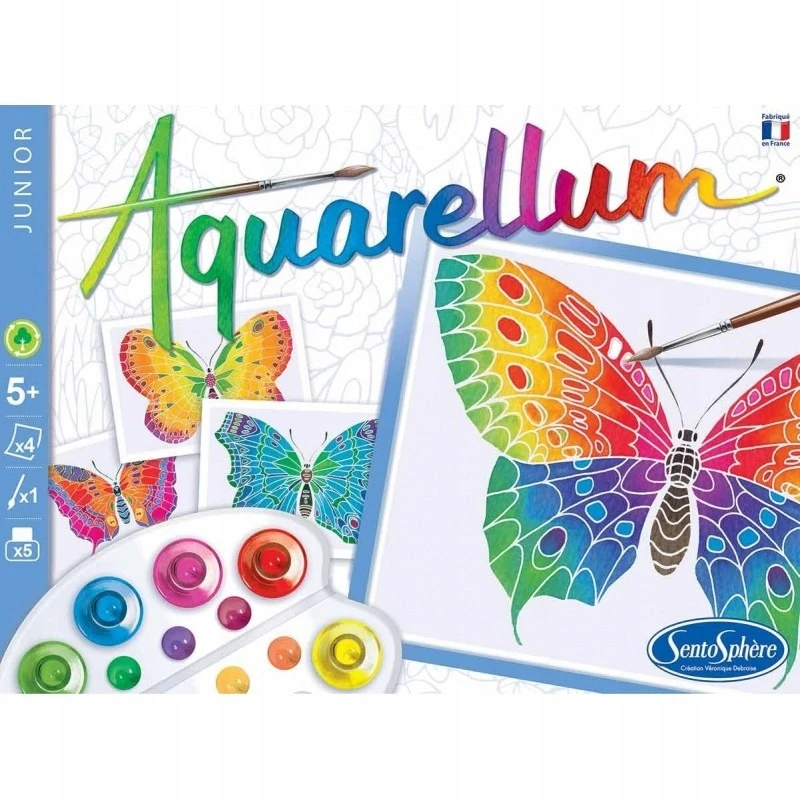 Aquarellum Junior drugeliai 4 spalvinimo puslapiai Sentosphere 6+
