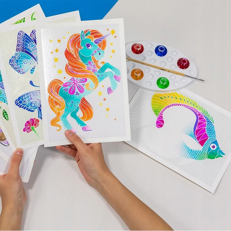 Aquarellum Unicorns 4 paveikslėliai tapybai ir SentoSphere dažai