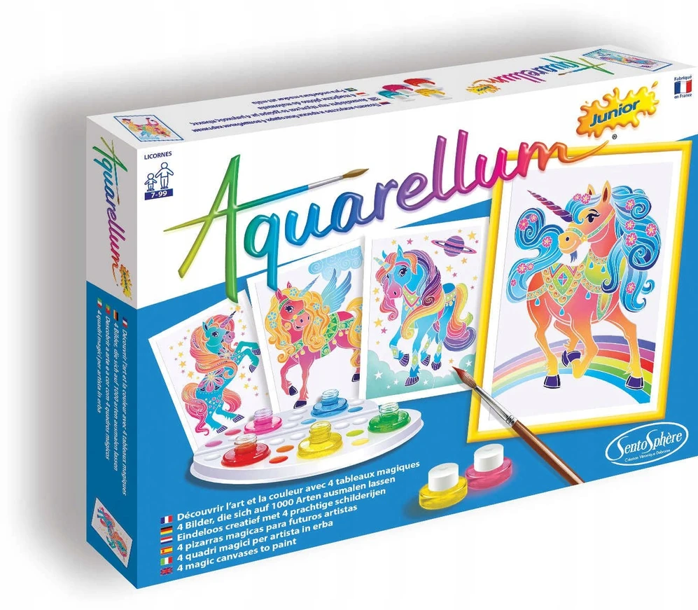 Aquarellum Unicorns 4 paveikslėliai tapybai ir SentoSphere dažai