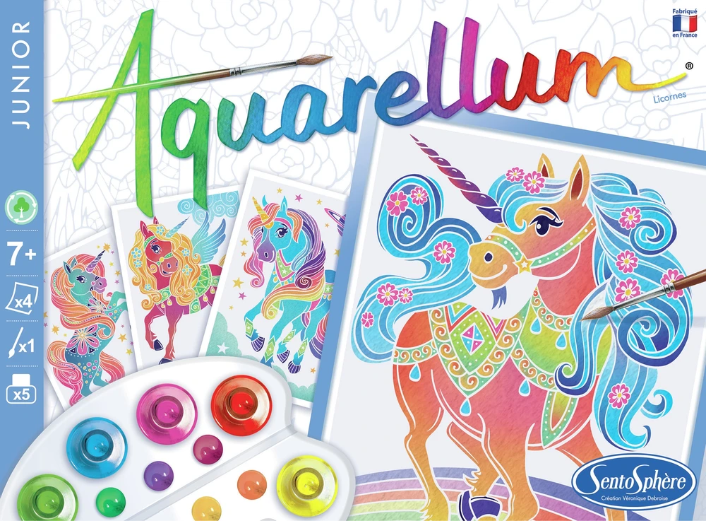 Aquarellum Unicorns 4 paveikslėliai tapybai ir SentoSphere dažai