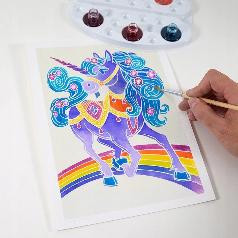 Aquarellum Unicorns 4 paveikslėliai tapybai ir SentoSphere dažai