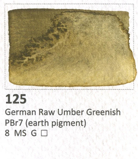 Aquarius Akvarelė 125 German Raw Umber Žalias - Vieno Gabalėlio