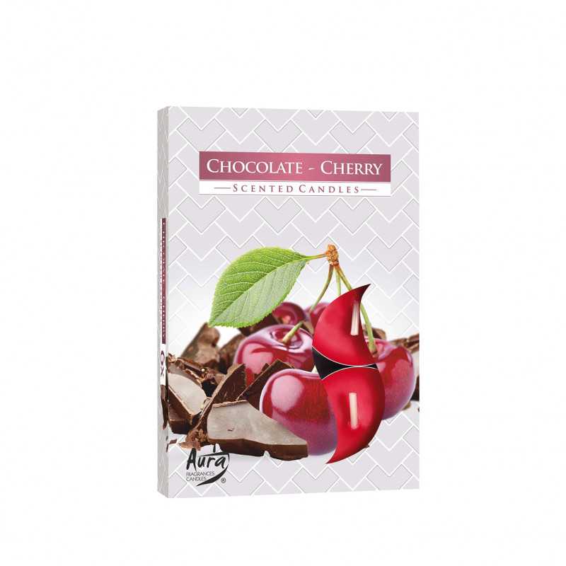 Aura Plauk.žvakutės 6vnt Chocolate - Cherry