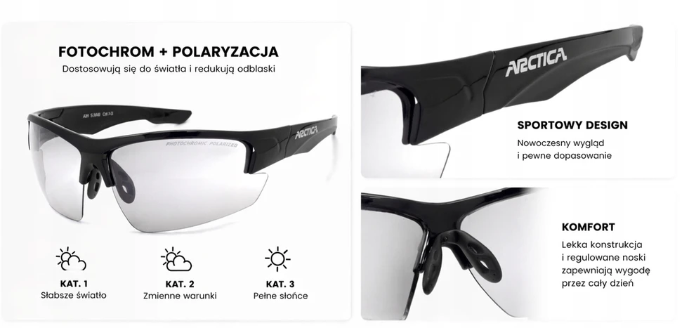 Arctica S-364b Fotochrominiai Poliarizuoti Dviračių Akiniai Uv400