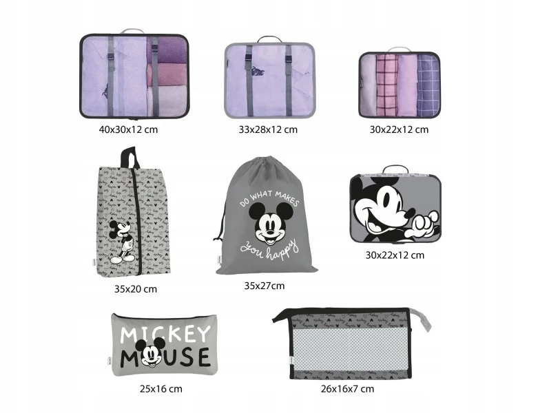 Arditex Mickey Mouse kelionių organizatoriaus rinkinys - 8 dalių, pilkas (WD16712)