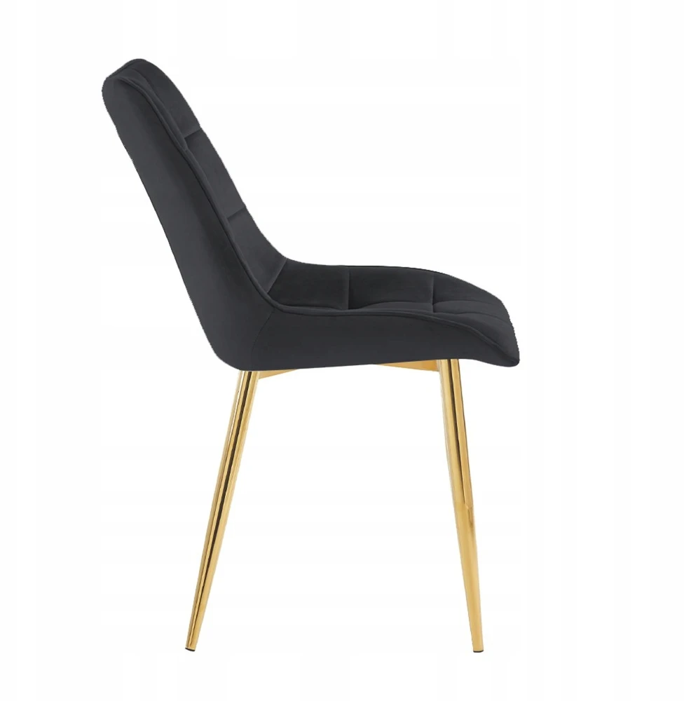 Argos Glamour apmušta kėdė, juodas aksomas, auksinės kojos, moderni svetainė