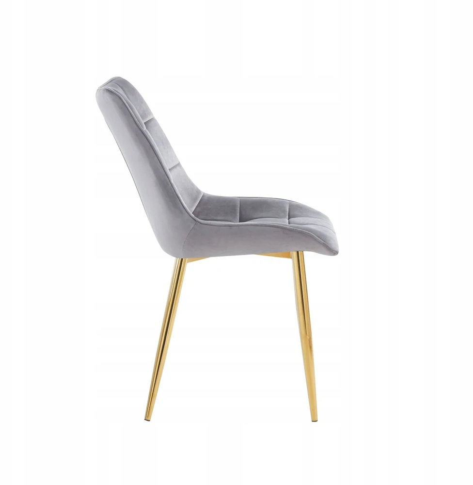 Argos Glamour apmušta kėdė, pilkas aksomas, auksinės kojos, moderni svetainė