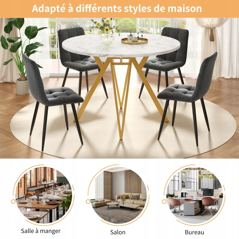 Arhatreya Apvalus stalas 100cm auksinio marmuro MDF