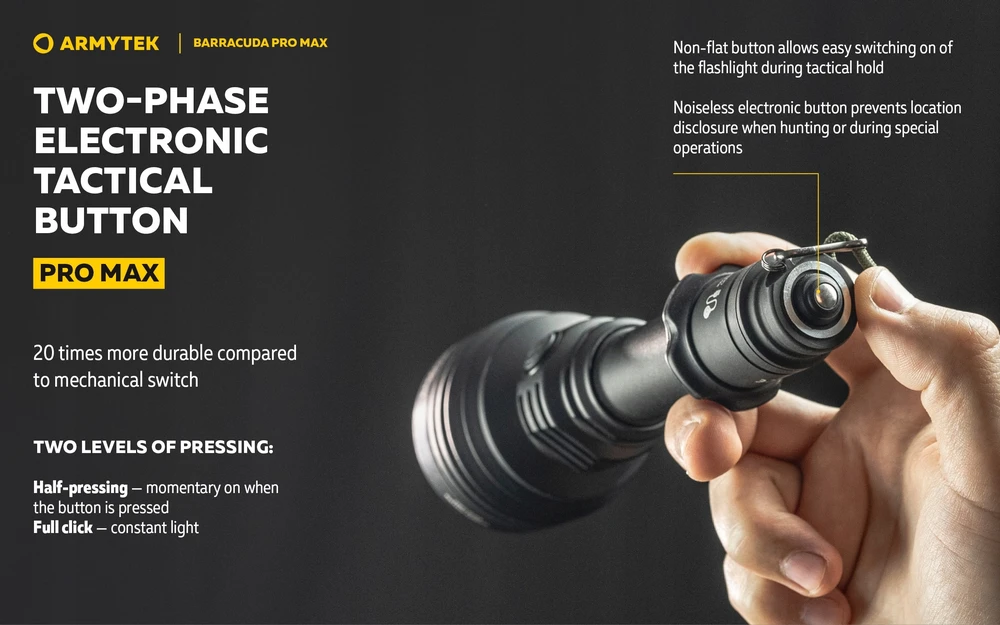 Togo Armytek Barracuda Pro Max: Galinga taktinė ir paieškos Led žibintuvėlis