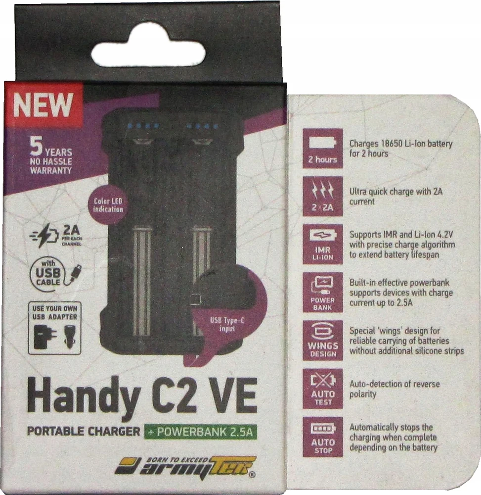 TOGO Armytek Handy C2 VE 2CH, USB įkroviklis su maitinimo bloku