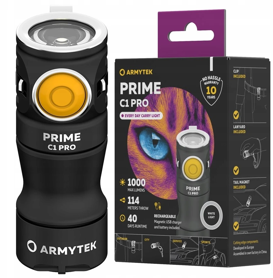Mactronic Armytek Prime C1 Pro Led žibintuvėlis 1000lm su magnetiniu Usb įkrovimu