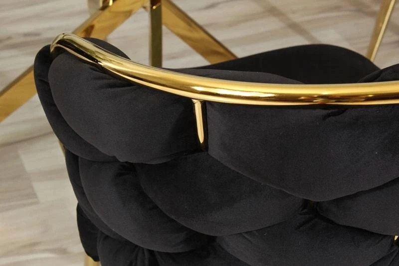 Aropos1 Valgomojo kėdė su pintu aksominiu atlošu, juodos ir auksinės spalvos MIRELLA GOLD