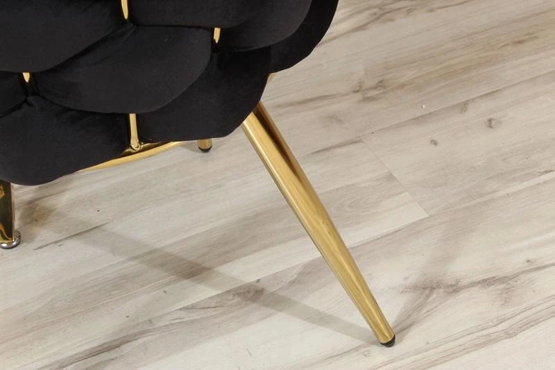 Aropos1 Valgomojo kėdė su pintu aksominiu atlošu, juodos ir auksinės spalvos MIRELLA GOLD