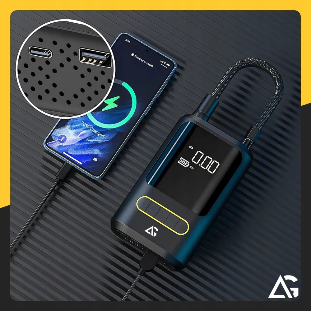 ARSA GO ELEKTRINIS DVIRAČIO siurblys CAR kompresorius 4000mAh baterija + POWERBANK